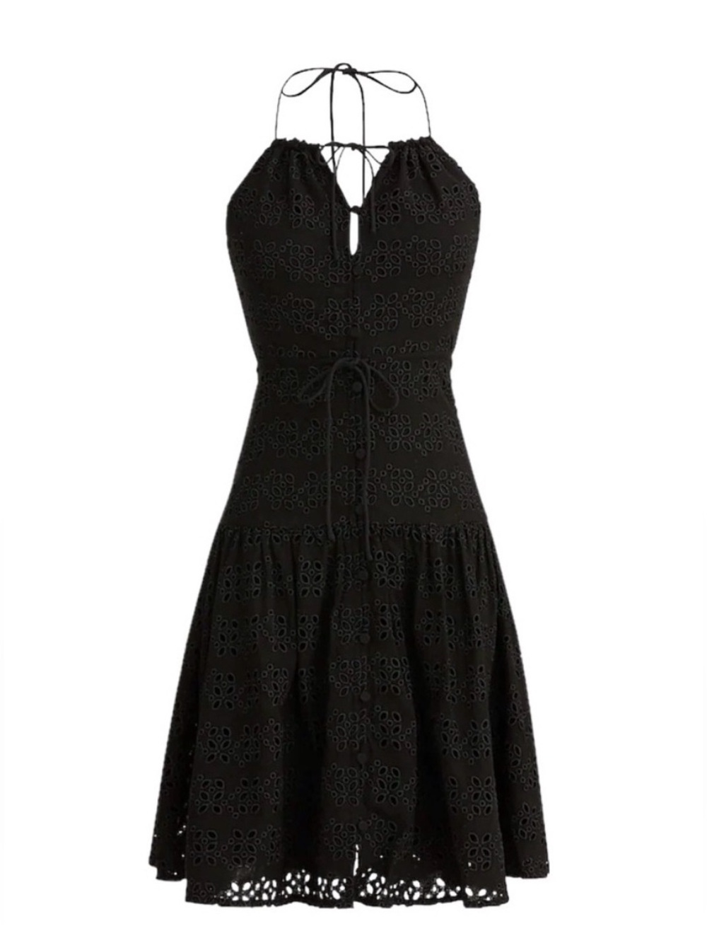 JCREW Black Eyelet Halter Mini Summer Dress